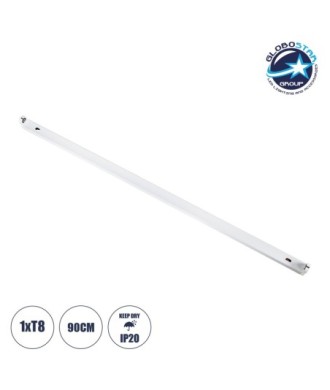 GloboStar® TUBATO 60148 Μεταλλικό Σκαφάκι για 1 x Λάμπα 90CM T8 G13 LED AC 220-240V IP20 Μ90 x Π3.4 x Υ4.3cm - 5 Χρόνια Εγγύηση